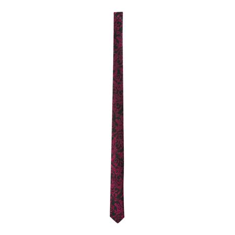 Black/Fuschia Silk Tie 5cm - BrandAlley
