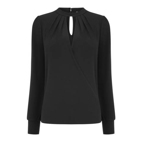 Black Plain Wrap Choker Blouse - BrandAlley