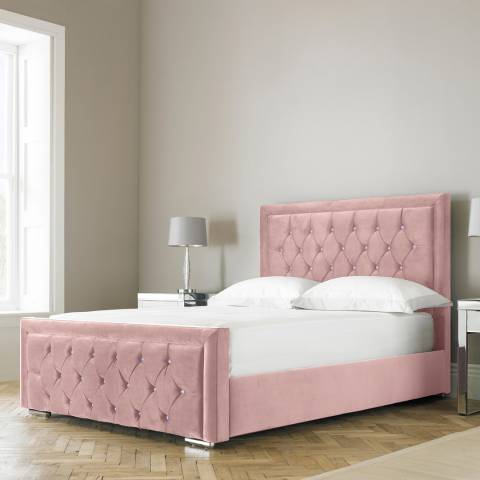 Hotel Living Hampton 150cm Bedstead Pink Plush Velvet