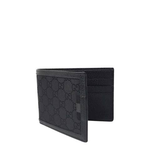 Men's Black Leather Monogram Wallet - BrandAlley