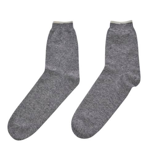 Laycuna London Grey Marl/Winter White Cashmere Socks