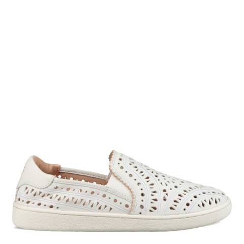 White Leather Cas Perforated Slip-Ons - BrandAlley