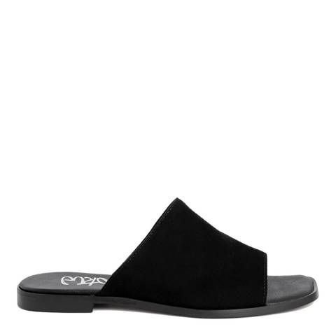 Gusto Black Suede Flat Sandals
