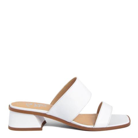 Gusto White Leather Portofino Heeled Sandals