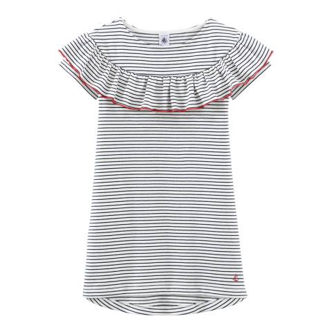 Off White/Navy Stripe Dress - BrandAlley