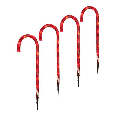 Set of 4 Red & White Candy Cane Stake Lights - BrandAlley