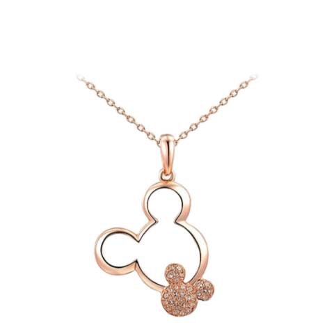 Ma Petite Amie Rose Gold Plated Mickey Mouse Necklace with Swarovski Crystals