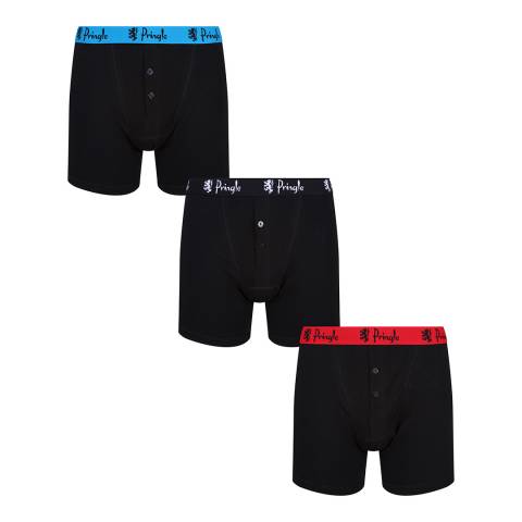 Pringle Black/Red/Blue Waistband 3PK Knitted Boxers