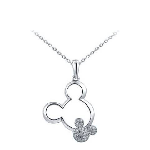 Ma Petite Amie Silver Plated Mickey Mouse Necklace with Swarovski Crystals