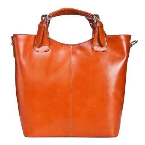 Massimo Castelli Cognac Leather Top Handle Bag