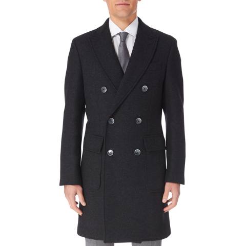 Charcoal Double Breasted Coat - BrandAlley