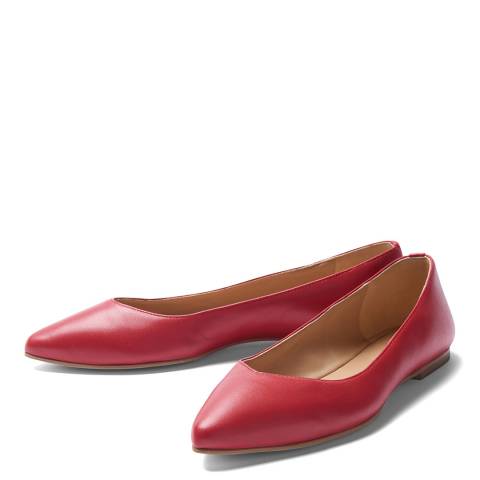Red Pointed Leather Ballet Pump - BrandAlley