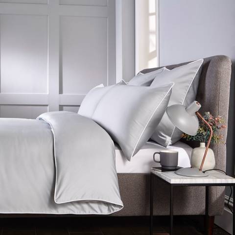 Hotel Living Piped 400TC Double Duvet Cover Set, Grey/White