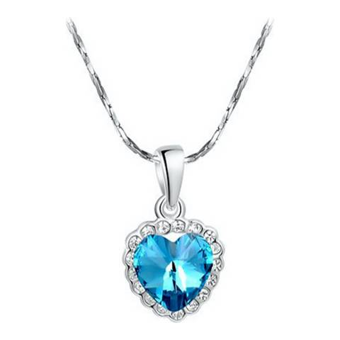 Ma Petite Amie Silver/Blue Necklace with Swarovski Crystals