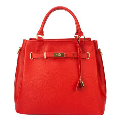 Massimo Castelli Red Leather Top Handle Bag