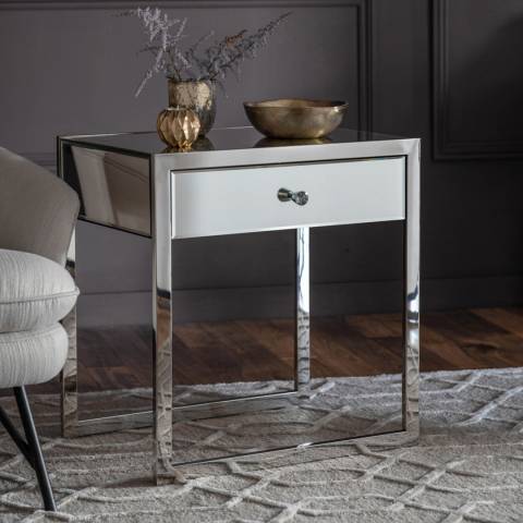 Gallery Living Cutler Mirrored Side Table, 1 Drawer