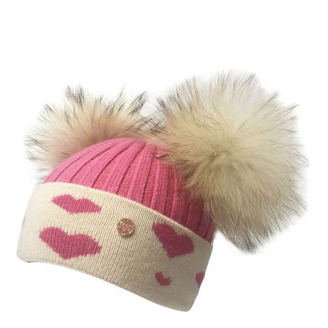 Look Like Cool Strawberry Pink and Cream Hearts Beanie