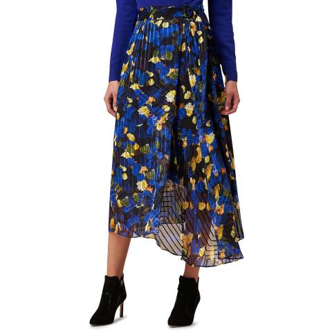 L K Bennett Blue Reed Midi Skirt