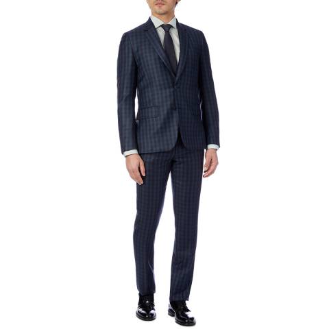 PAUL SMITH Blue Check Stretch Tailored Suit