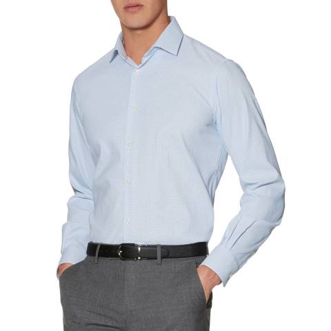 Blue Dogtooth Slim Fit Shirt - BrandAlley