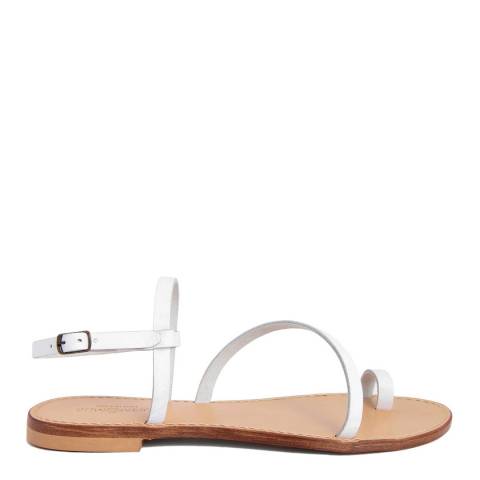 Summery White Leather Toe Loop Sandals