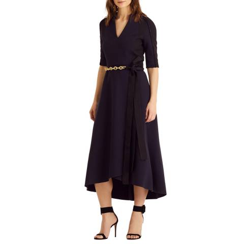 Amanda Wakeley Navy Colourblock Tailored Dress
