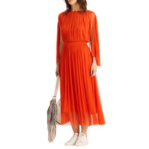 Amanda Wakeley Orange Tulle Silk Midi Dress