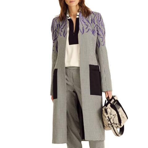 Amanda Wakeley White Multi Novelty Check Embroidered Coat