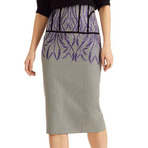 Amanda Wakeley White Multi Novelty Check Embroidered Skirt
