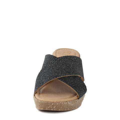 Black Leather Slip On Sandals - BrandAlley