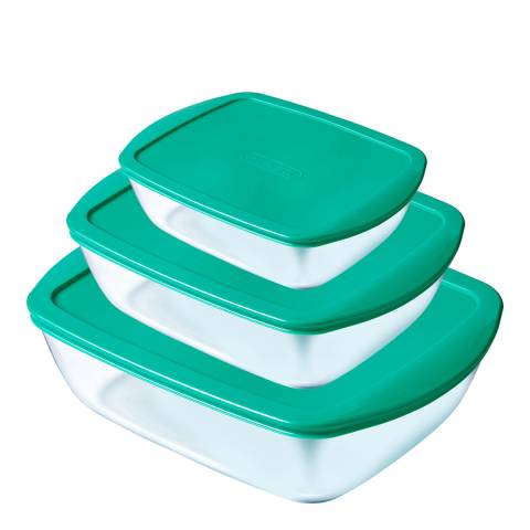 Pyrex Turquoise 3 Piece COOK&STORE Storage Set