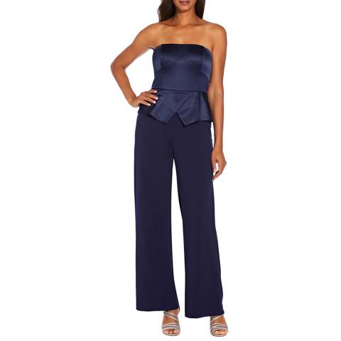 Adrianna Papell Navy Strapless Jumpsuit
