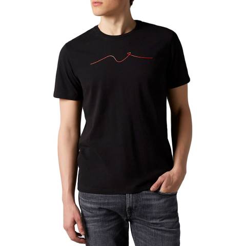7 For All Mankind Black Squiggle T-Shirt