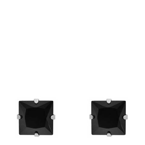 Stephen Oliver Silver Plated Black Cz Square Stud Earrings
