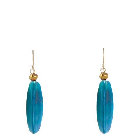 Liv Oliver 18K Gold Plated Blue Faceted Earrings