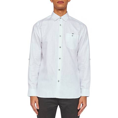 Ted Baker White Jaames Cotton/Linen Shirt