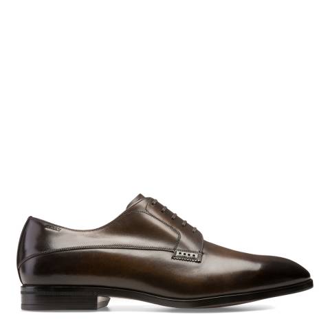 BALLY Mid Brown Lantel Leather Brushed Derby Shoes