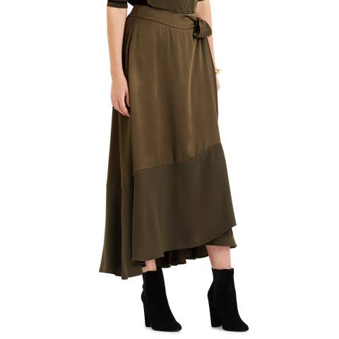 Amanda Wakeley Khaki Satin Skirt