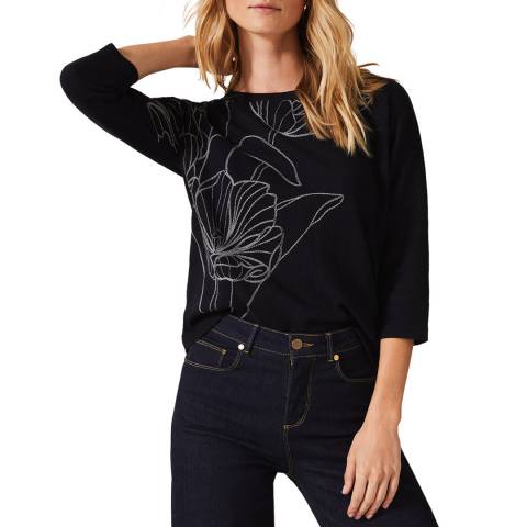Phase Eight Navy Emmy Embroidered Jumper