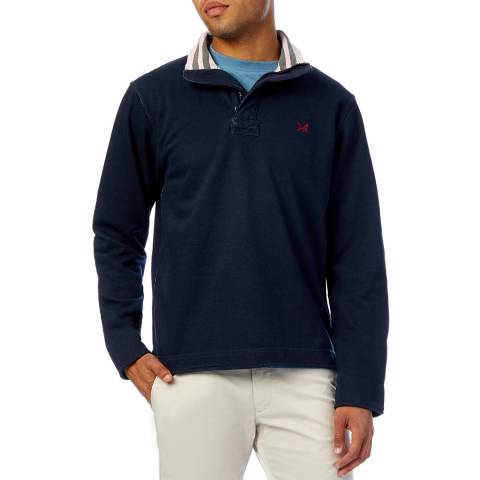 Crew Clothing Navy Solid Pique Cotton Sweatshirt