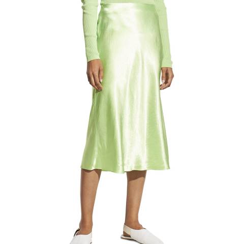Vince Bright Green Satin Midi Skirt