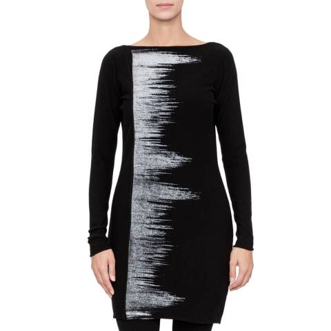 SARAH PACINI Black Wool Blend Sonic Waves Dress