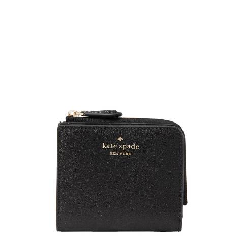 Kate Spade Black Glitter Zip Bifold Wallet 