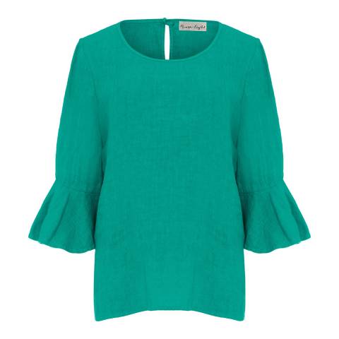 Green Fluted Sleeve Top - BrandAlley