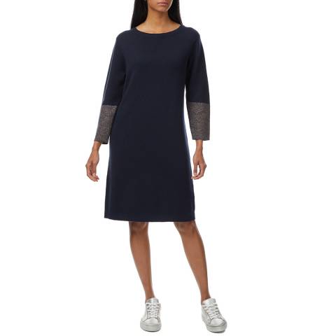 Crew Clothing Navy Cotton Blend Knitted Dress