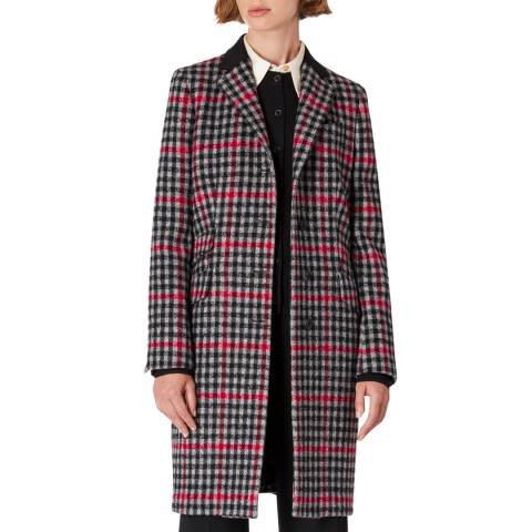 PAUL SMITH Black/Red Check Wool Blend Coat