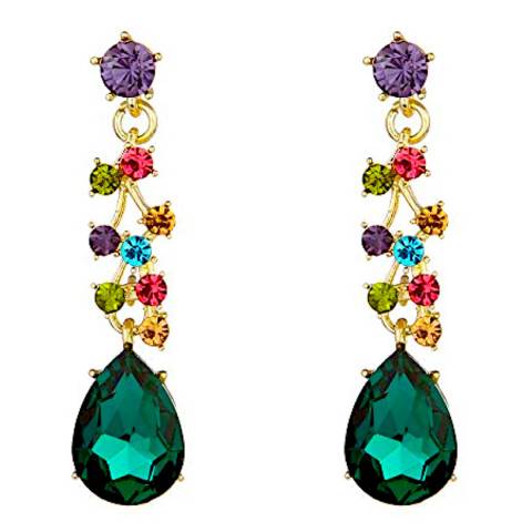 Liv Oliver 18K Gold Plated Crystal Drop Earrings