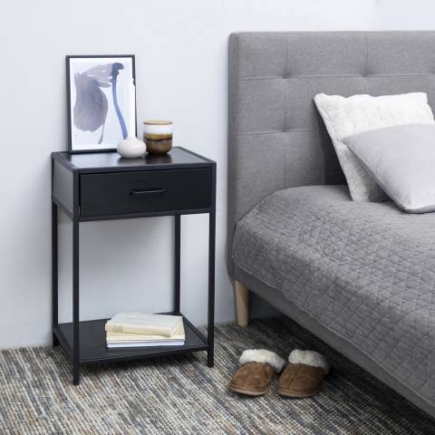 Scandi Luxe Black Seaford Bedside Table