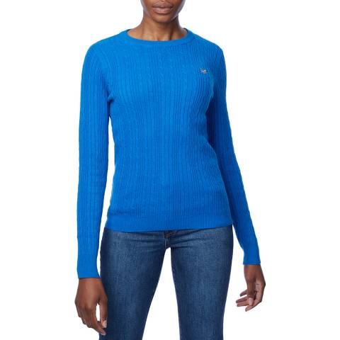 Crew Clothing Blue Cotton Cable Knit Jumper
