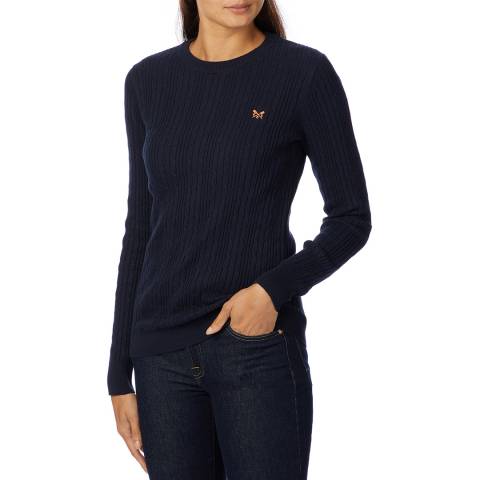 Crew Clothing Navy Cable Knit Cotton Jumper
